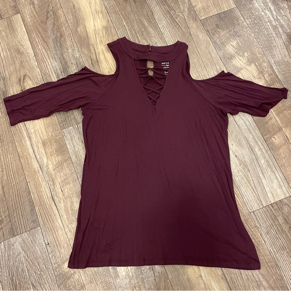 Torrid Deep Burgundy Cold Shoulder Blouse
